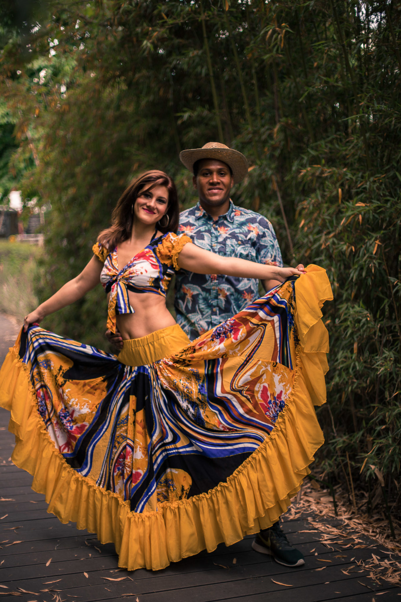 Caribbean dance couple on a tropical photo shoot Budapest